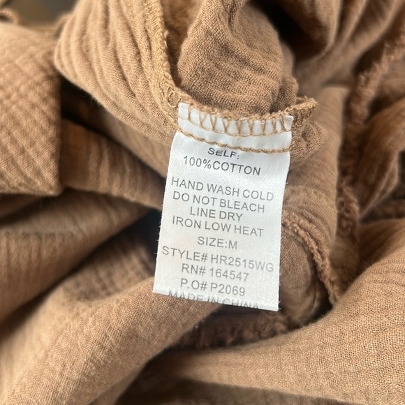 Flawless Martini Flight Sleeveless Jumpsuit Gauze 100% Cotton Tan Size M - Picture 14 of 17